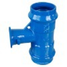 cast iron pvc pipe double socket flange end reducing tee